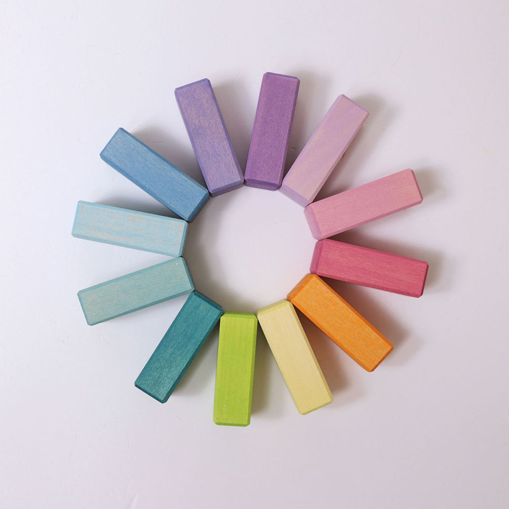 Grimm's 40 Piece Wooden Building Set Pastel Duo