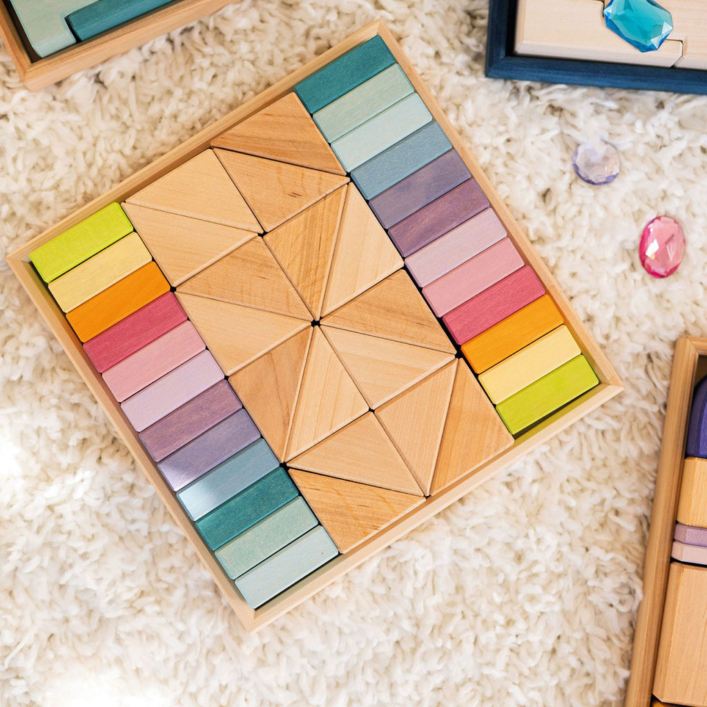 Grimm's 40 Piece Wooden Building Set Pastel Duo
