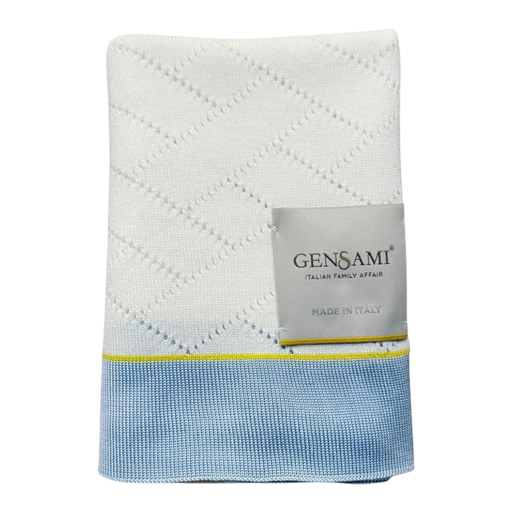 Gensami Baby Organic Cotton Blanket White And Sky Blue