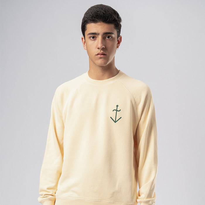 La Paz Man Cunha Sweatshirt With Sea Soul Print Ecru Cream