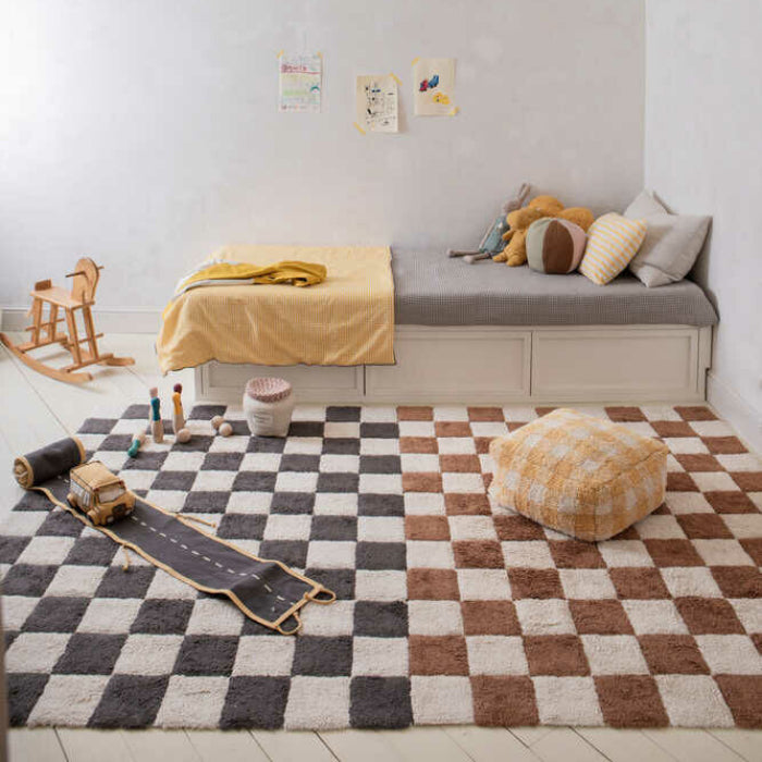 Lorena Canals Chef Kitchen Tiles Washable Rug Toffee Brown