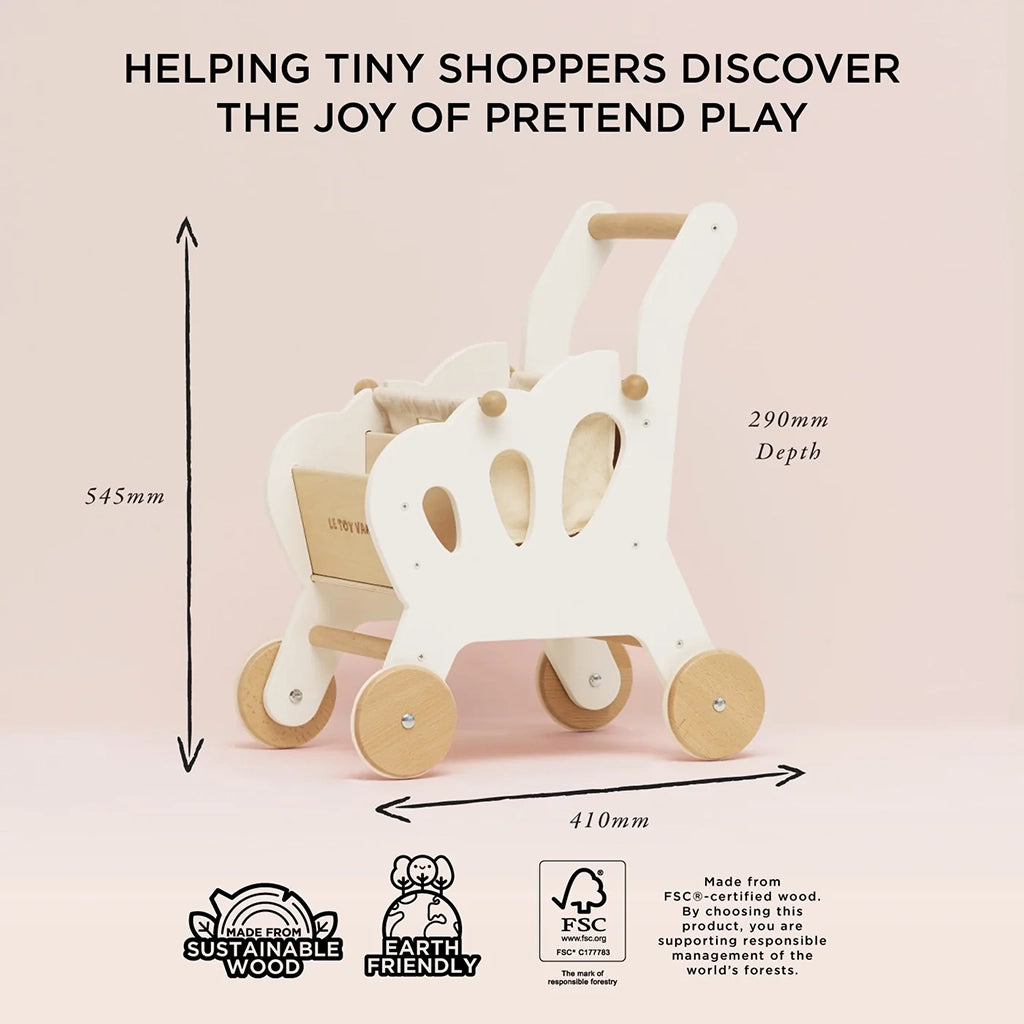 Le Toy Van Shopping Grocery Trolley And Bag