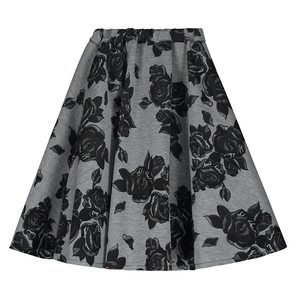 Little Creative Factory Child Neoprene Skirt Grey Melange And Black Flowers