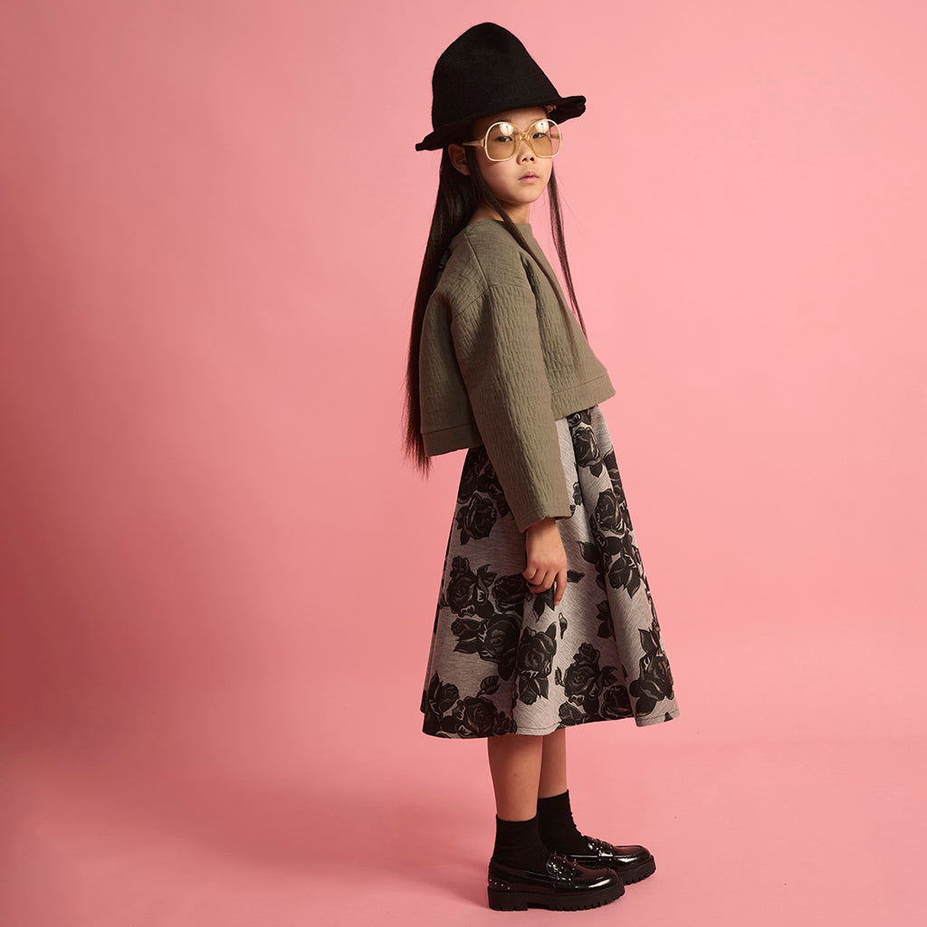 Little Creative Factory Child Neoprene Skirt Grey Melange And Black Flowers