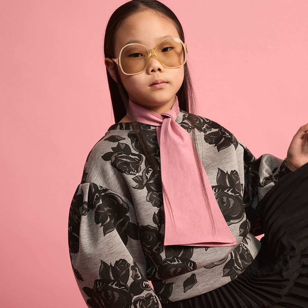 Little Creative Factory Child Neoprene Sweatshirt Grey Melange And Black Flowers