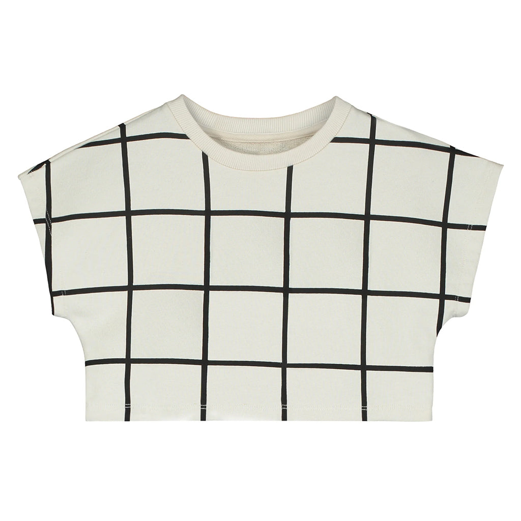 Little Creative Factory Child Trapeze Crop Sweatshirt Cream And Black