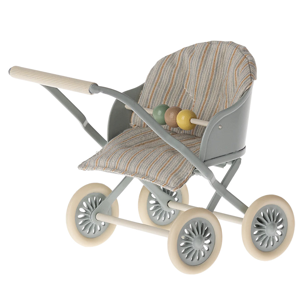 Maileg Toys Mouse Nursery Miniature Stroller Blue
