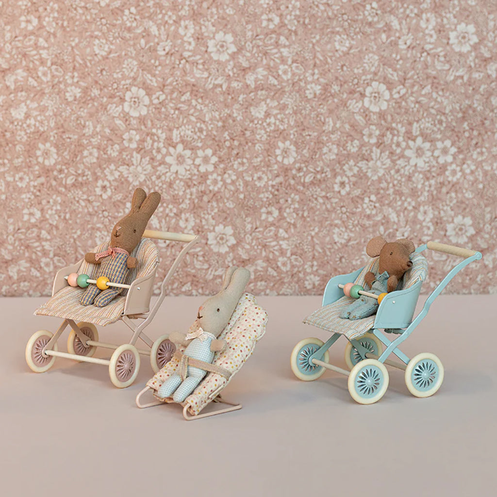 Maileg Toys Mouse Nursery Miniature Stroller Rose Pink