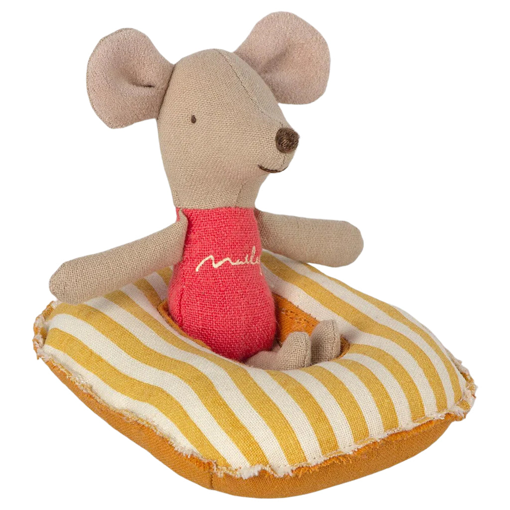 Maileg Toys Mouse Beach Small Rubber Boat Yellow Stripes