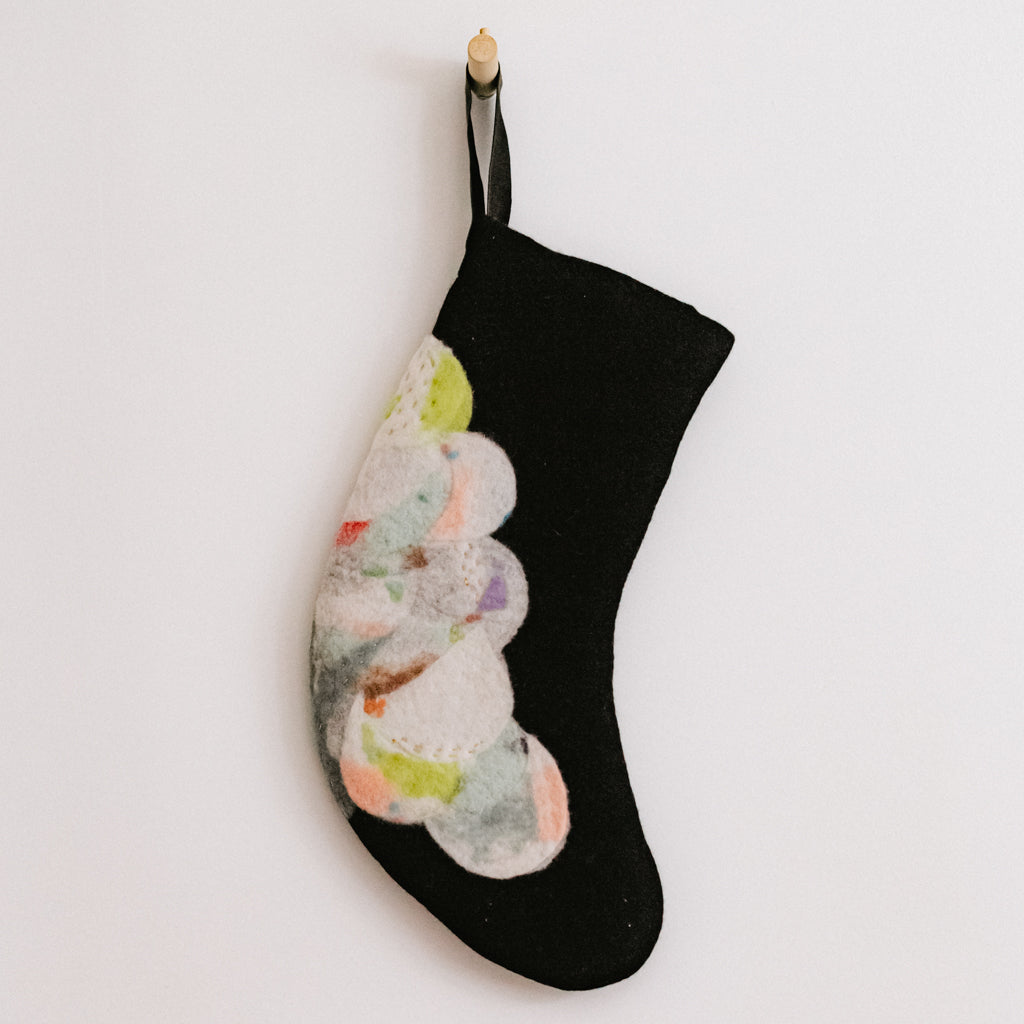 Midos Tail Hand Felted Stocking Black