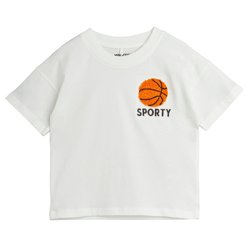 Mini Rodini Child Basketball Embroidered T-shirt White