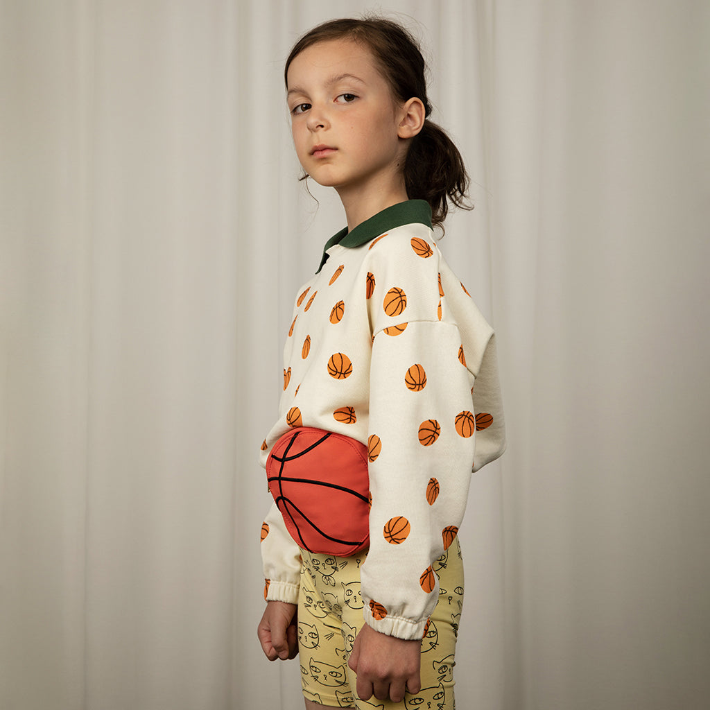 Mini Rodini Child Basketball Collared Sweatshirt Cream