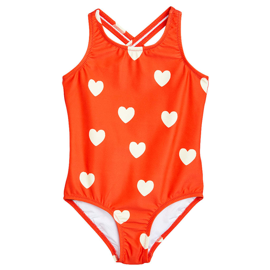 Mini Rodini Child Hearts Swimsuit Red