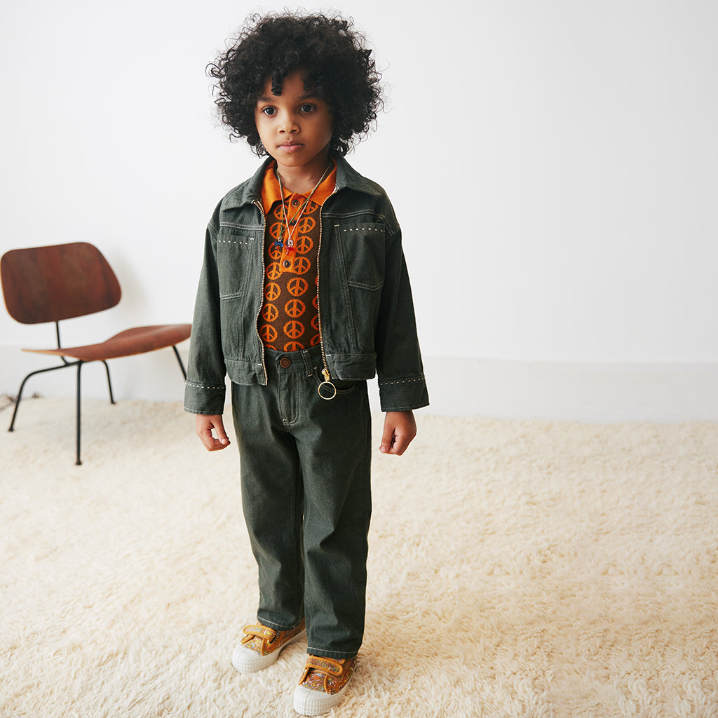 Misha & Puff Child Zip Jacket Sage Green Denim
