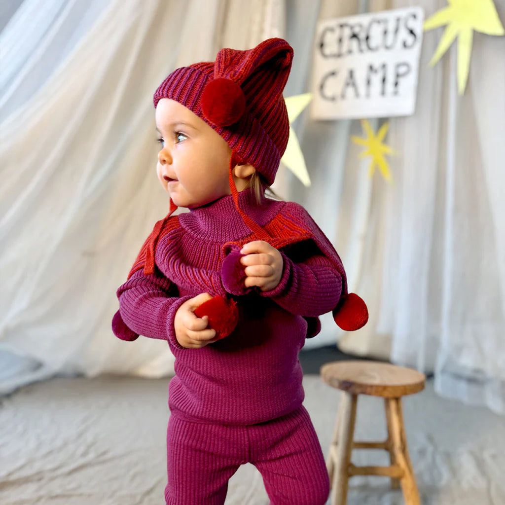 Mabli Baby Jester Hat Violet Purple And Redcurrant Red