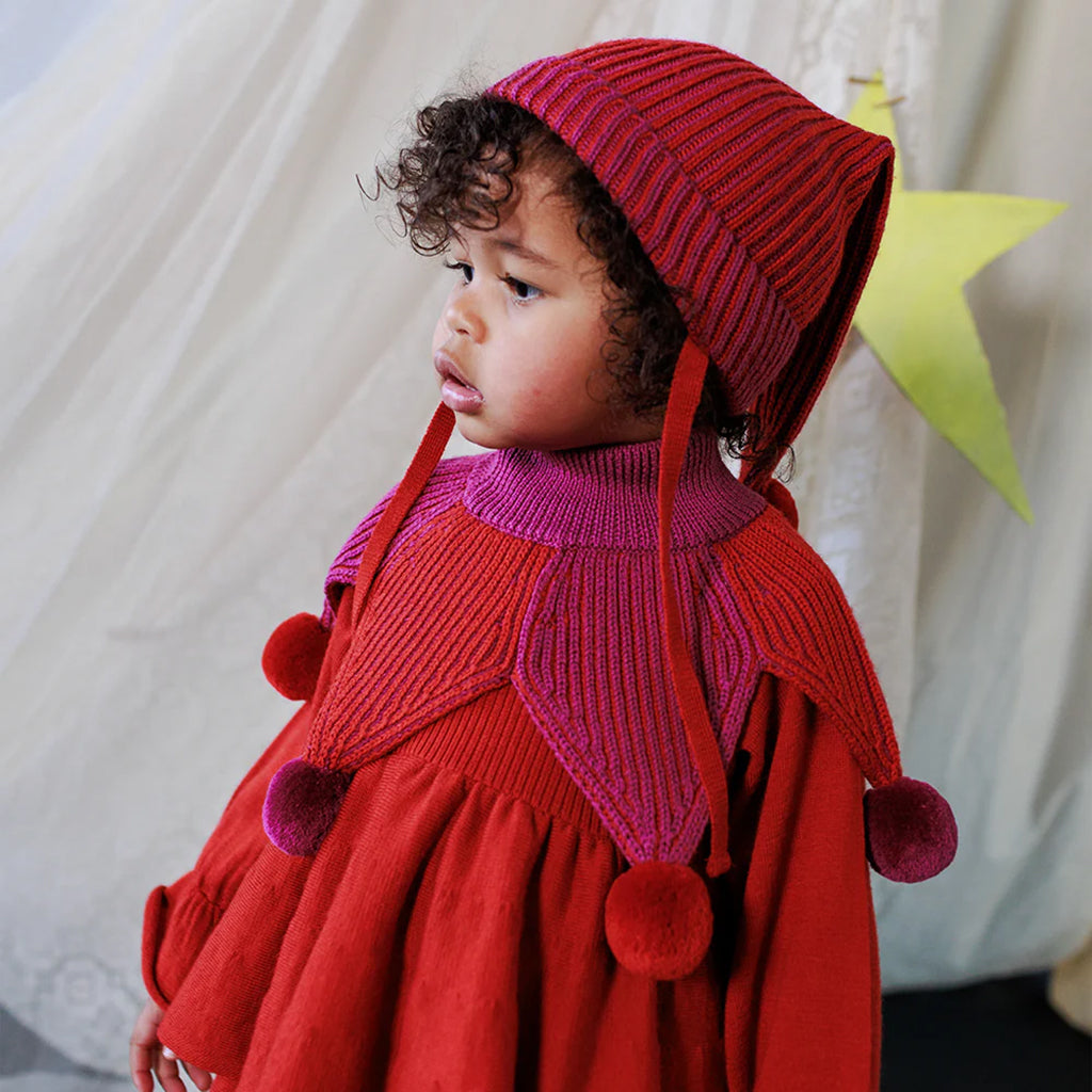 Mabli Baby Jester Hat Violet Purple And Redcurrant Red