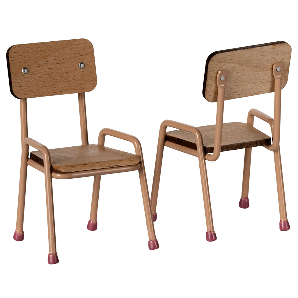 Maileg Toys Mouse Miniature Table And Chair Set Dark Powder