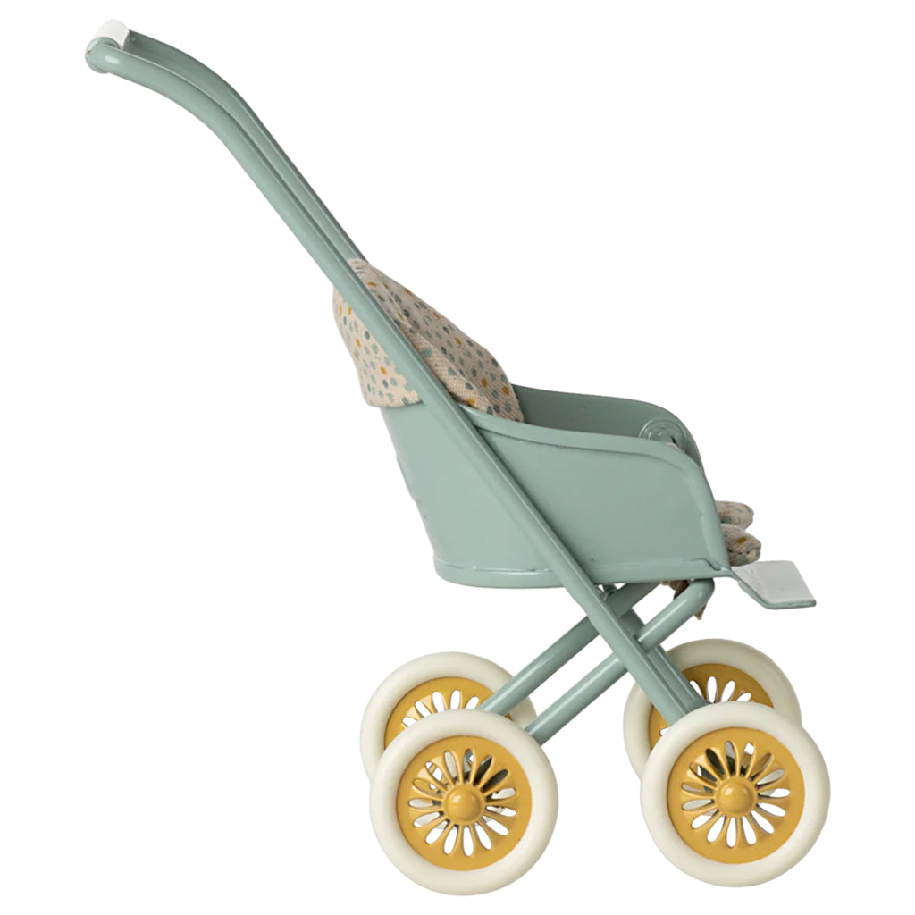 Maileg Toys Mouse Micro Stroller Mint Blue