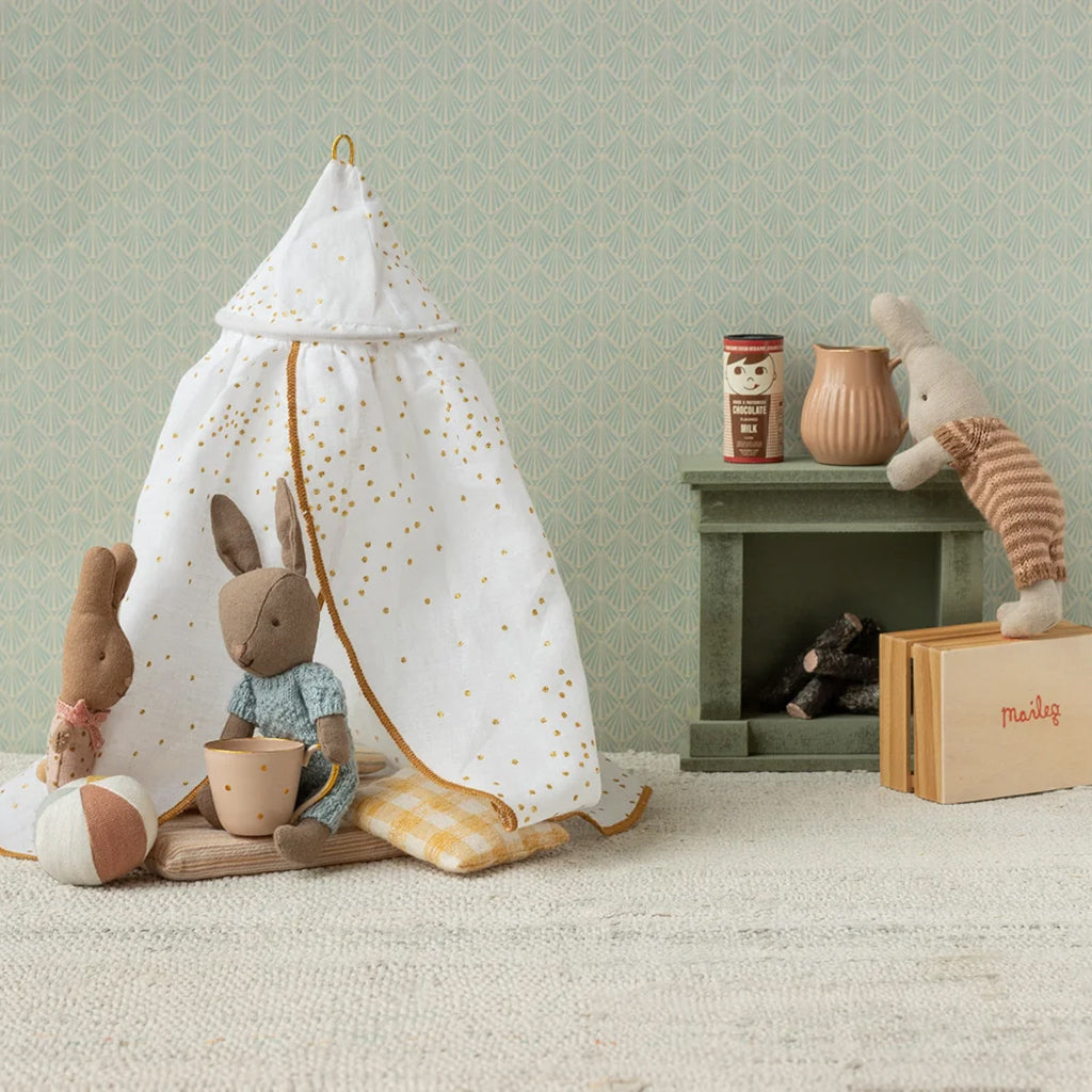 Maileg Toys Mouse Bed Canopy Miniature Off-White