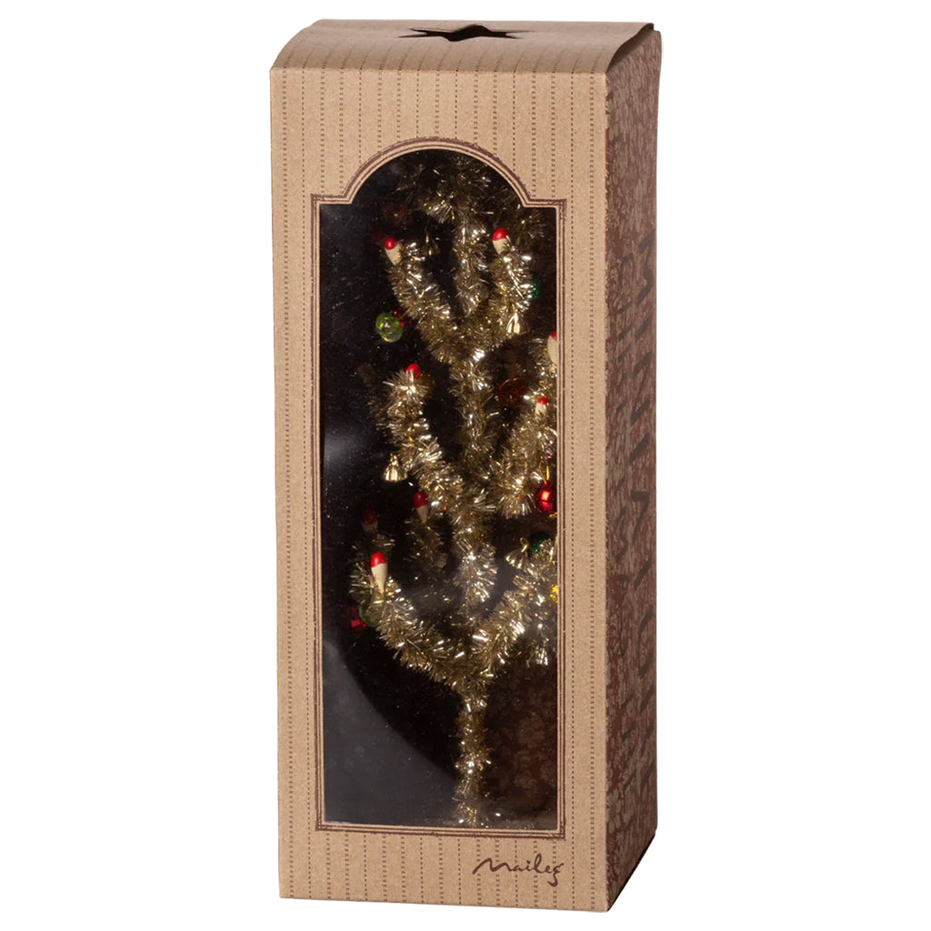 Maileg Toys Mouse Christmas Tree Gold With Red And Green Decorations