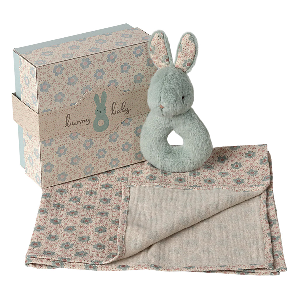 Maileg Toys Rabbit Rattle Set Mint Blue