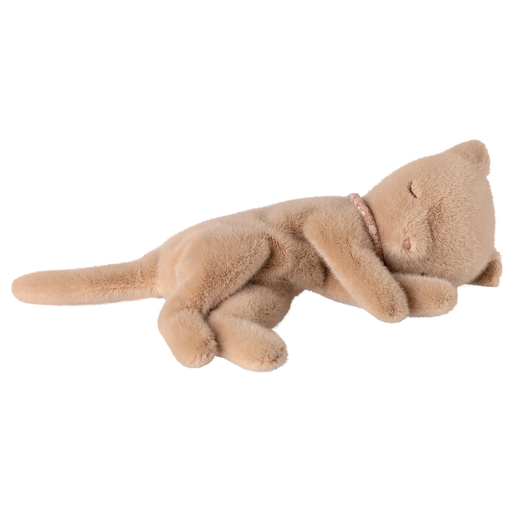 Maileg Toys Small Sleeping Kitten Plush Small Soft Toy Cream Peach