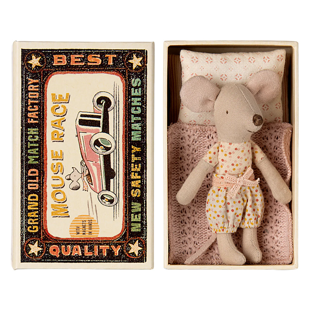 Maileg Toys Mouse Little Sister In Matchbox