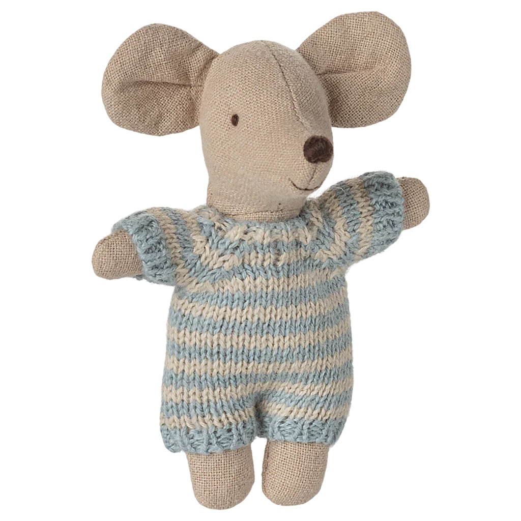 Maileg Toys Mouse Baby In Carry Cot Blue