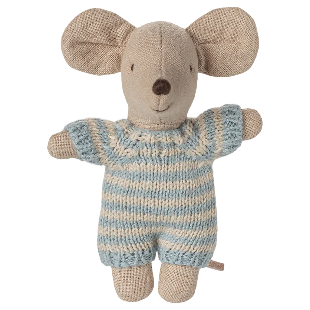 Maileg Toys Mouse Baby In Carry Cot Blue