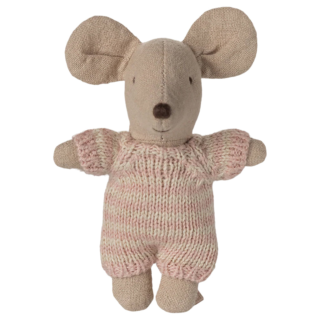 Maileg Toys Mouse Baby In Carry Cot Rose Pink