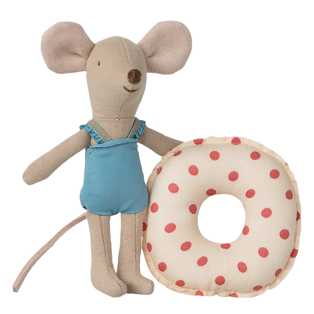 Maileg Toys Mouse Little Sister Beach With Red Dot Float