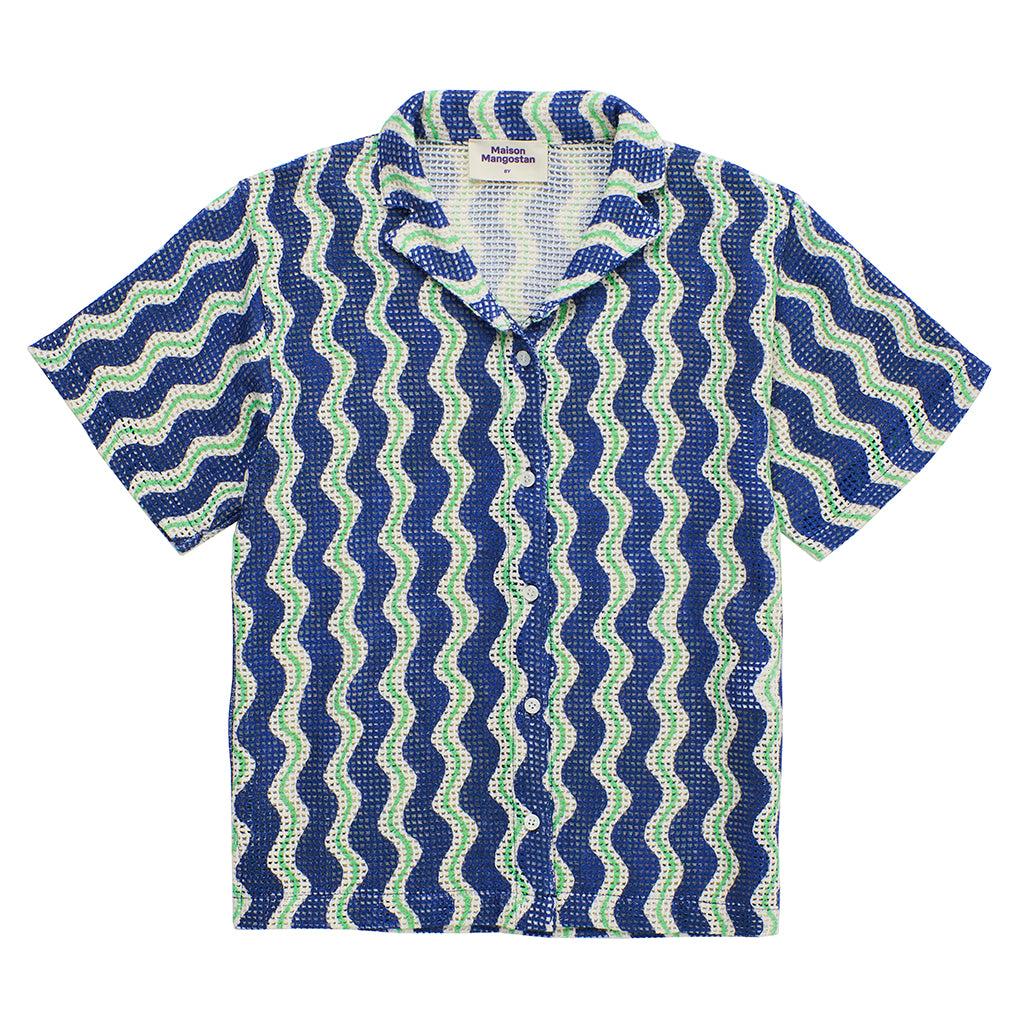 Maison Mangostan Child Wavy Mesh Shirt Blue