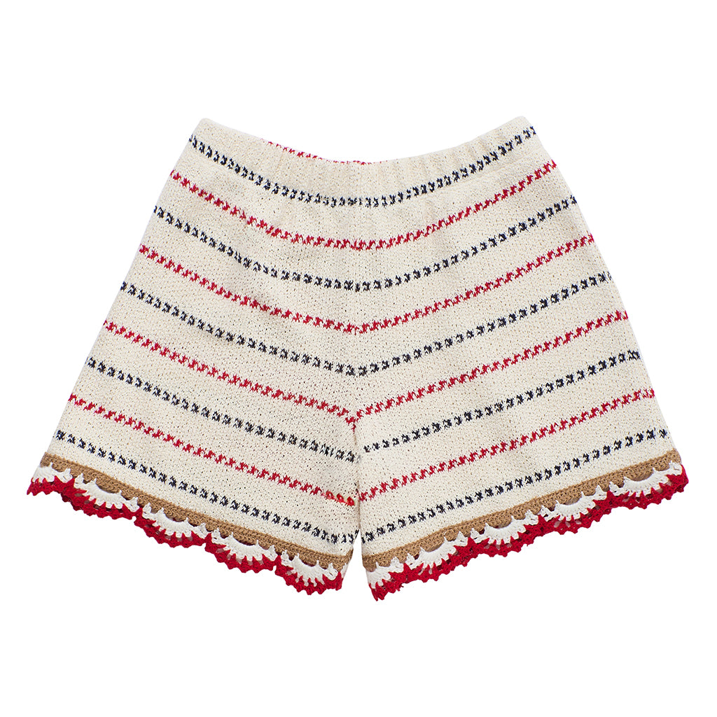 Maison Mangostan Child Barcos Knit Shorts Cream
