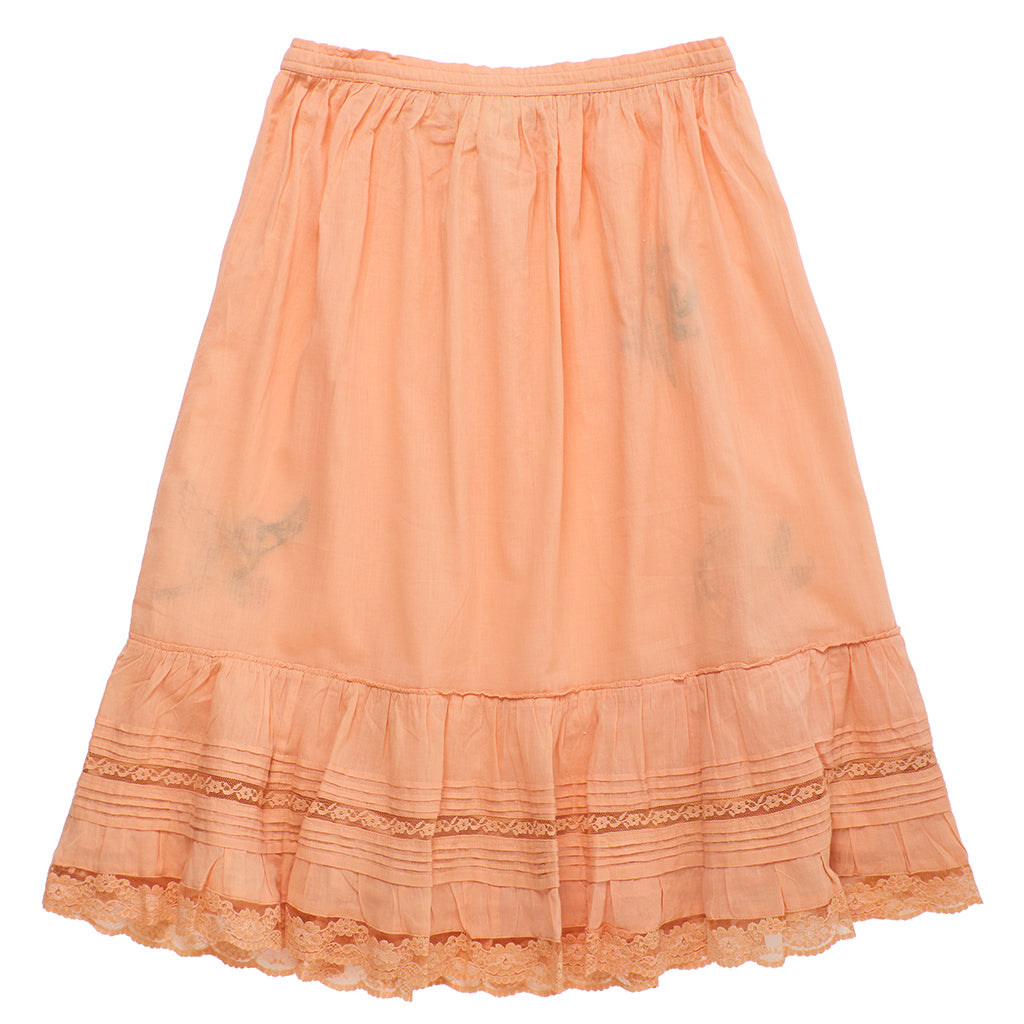 Maison Mangostan Child Birds Embroidered Skirt Orange