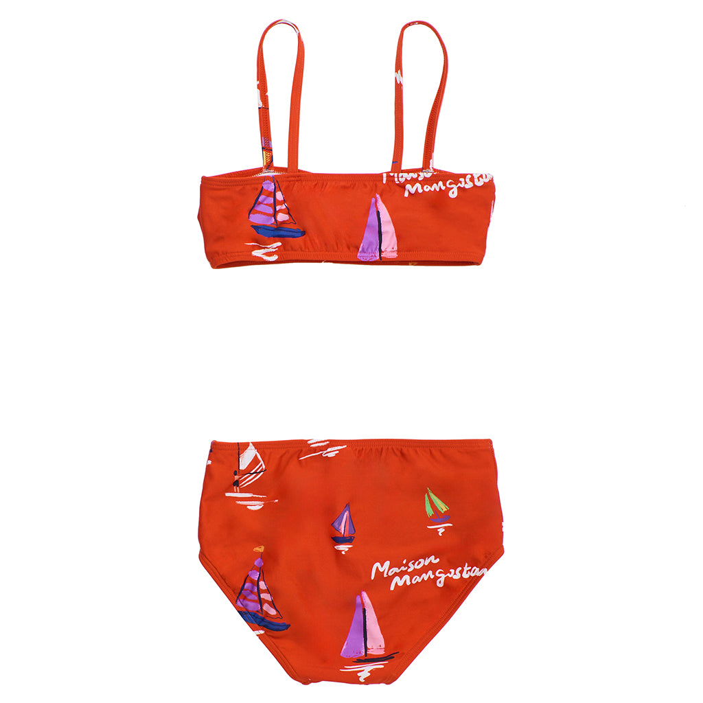 Maison Mangostan Child Barcos Bow Bikini Swimsuit Red