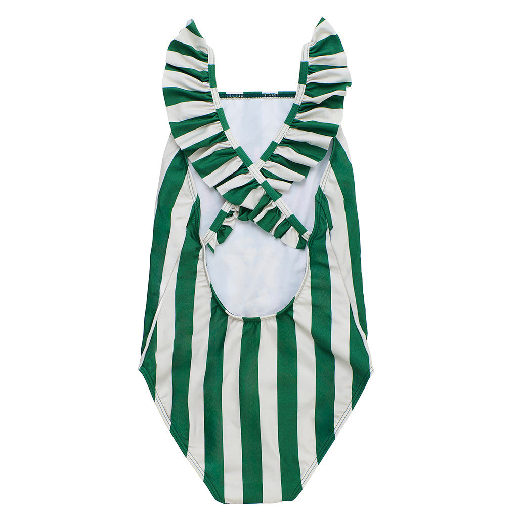 Maison Mangostan Child Uvas Swimsuit Green Stripes