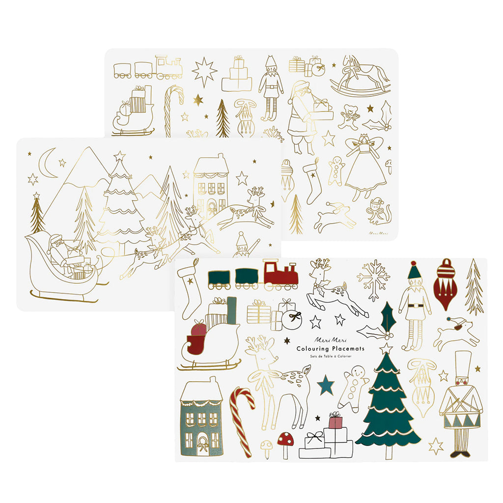 Meri Meri Set Of 8 Christmas Coloring Placemats
