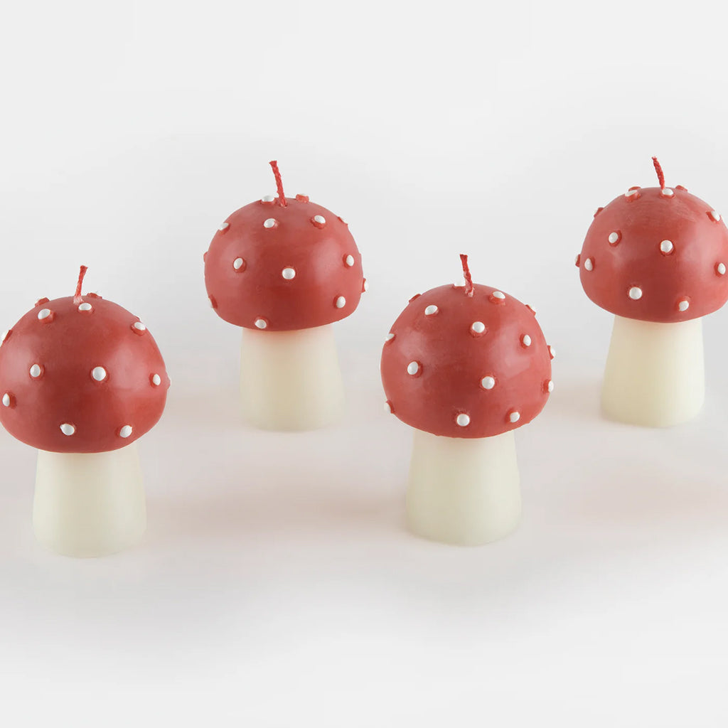 Meri Meri Set Of 6 Mini Mushroom Candles