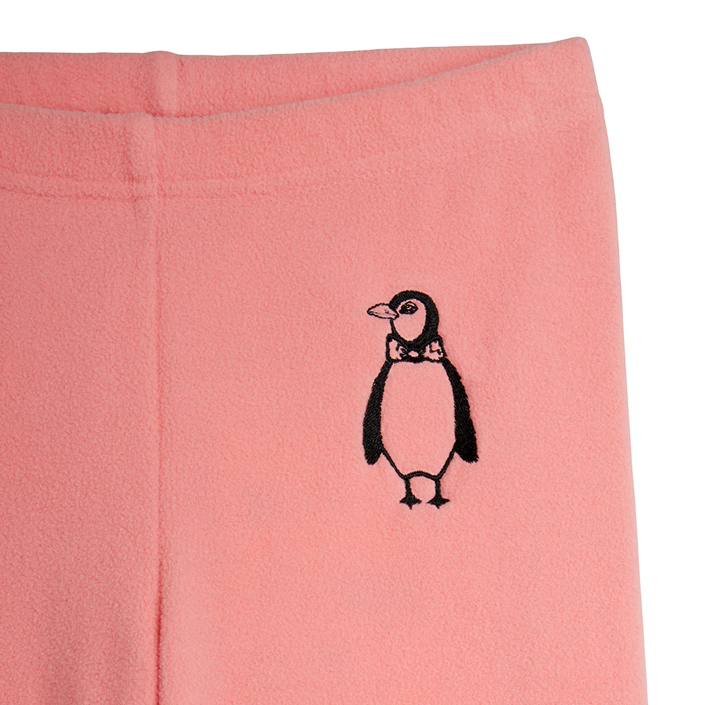 Mini Rodini Child Microfleece Pants Pengiun Embroidery Pink
