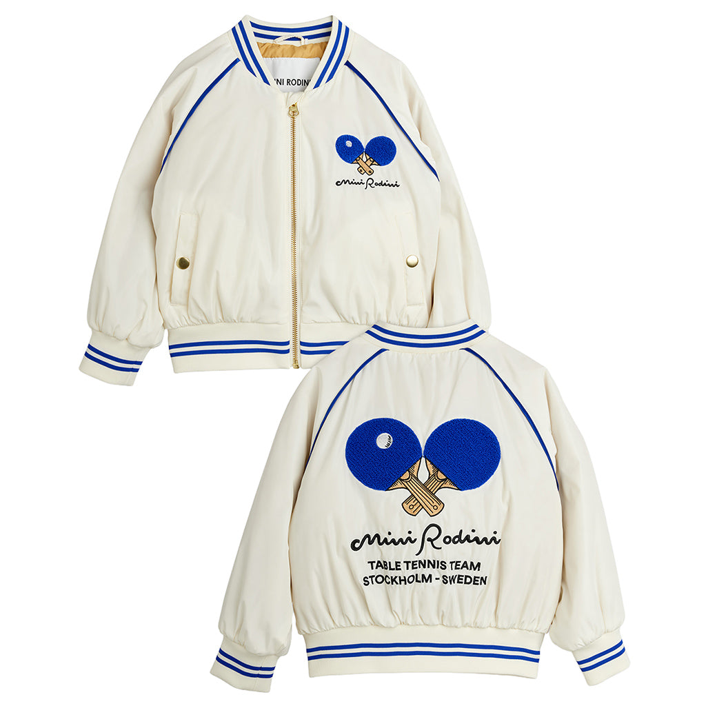 Mini Rodini Child Baseball Jacket Table Tennis Patches White