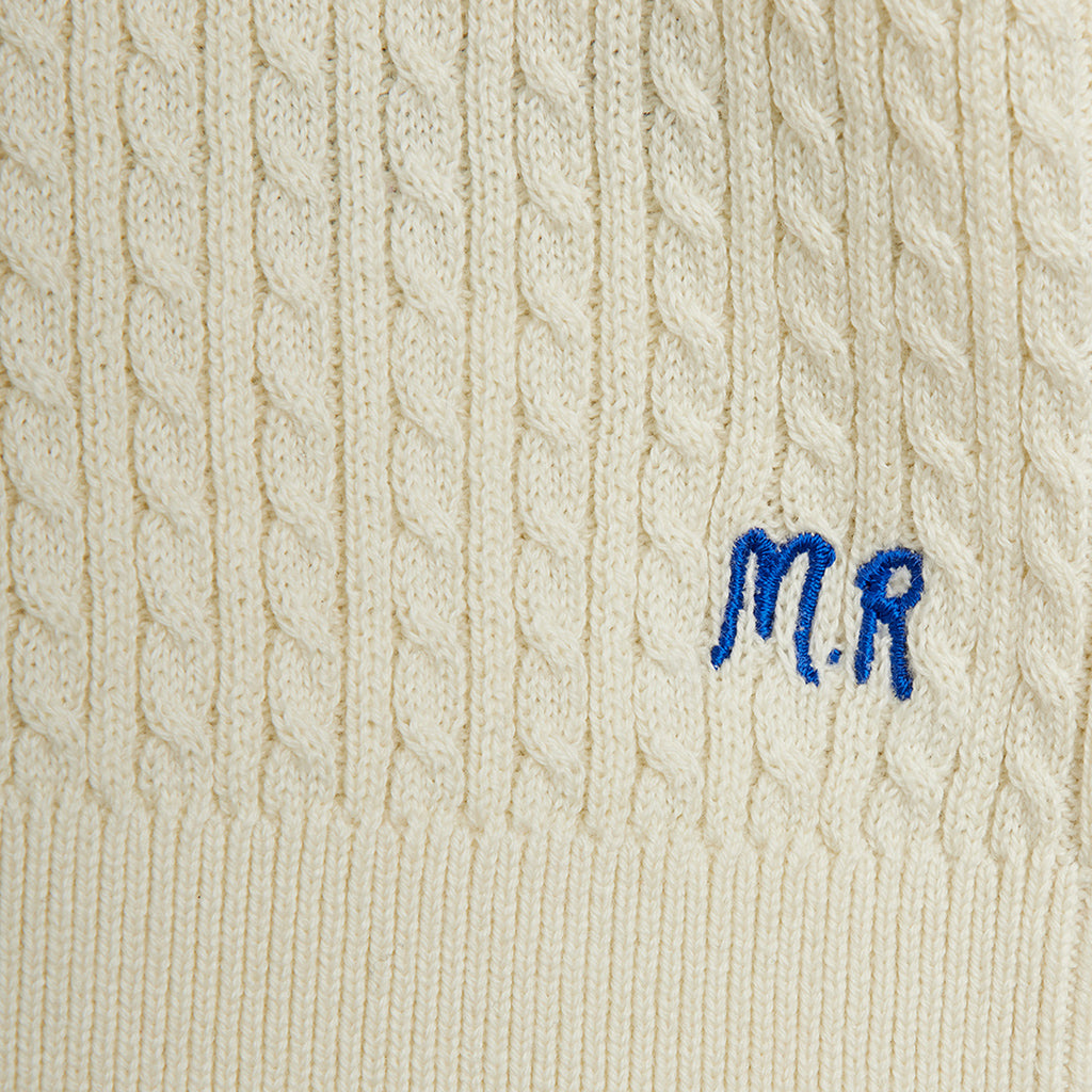 Mini Rodini Child Cable Knit Polo T-shirt White