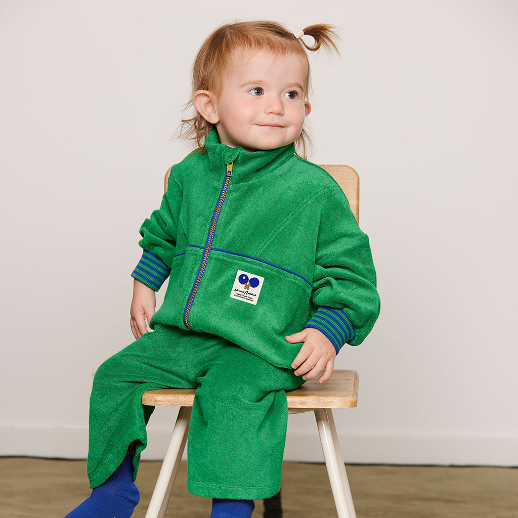 Mini Rodini Child Terry Sweater Table Tennis Patch Green