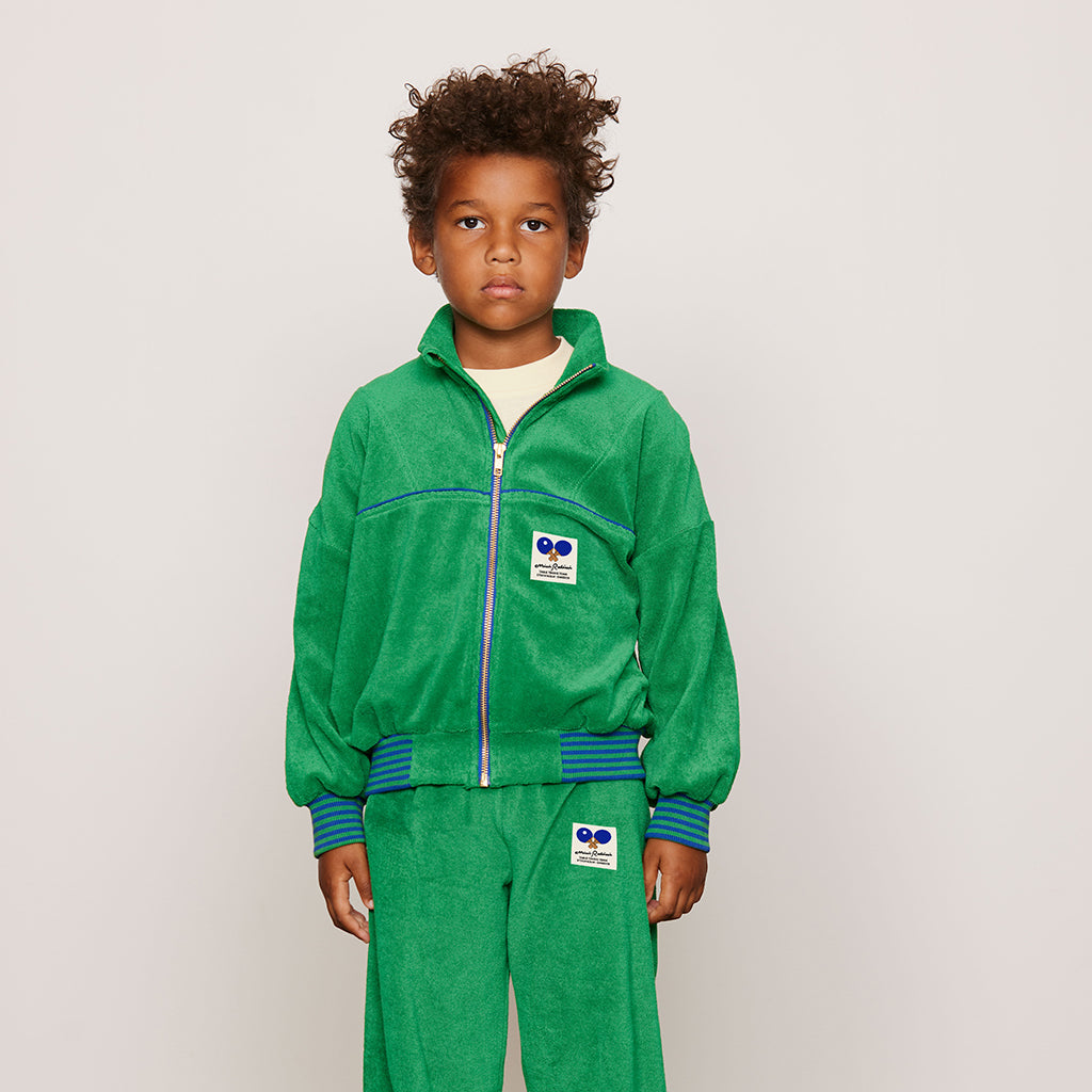 Mini Rodini Child Terry Sweater Table Tennis Patch Green