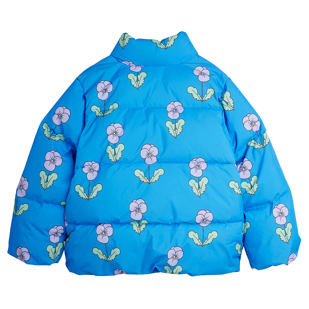 Mini Rodini Child City Puffer Jacket Violas Flower Print Blue