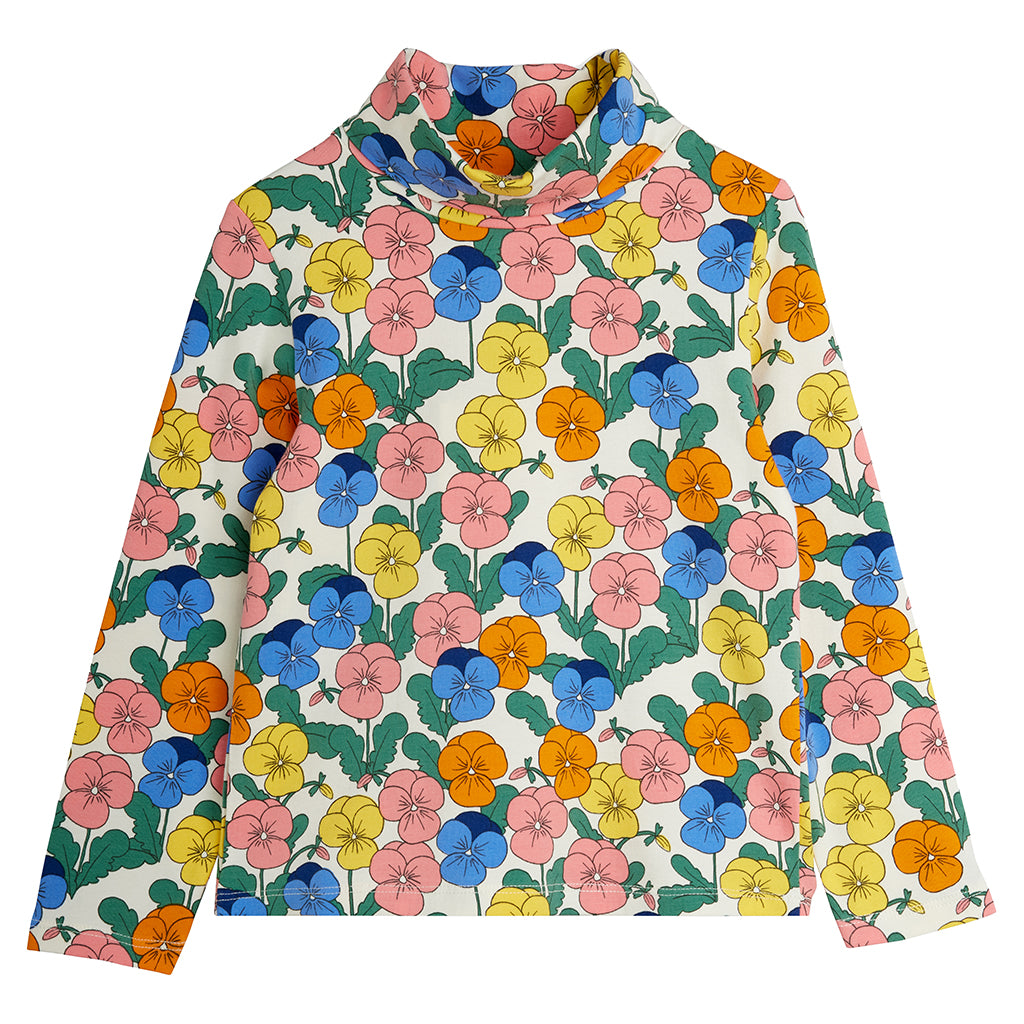 Mini Rodini Child Turtleneck T-shirt Violas Flowers Print Multicolour