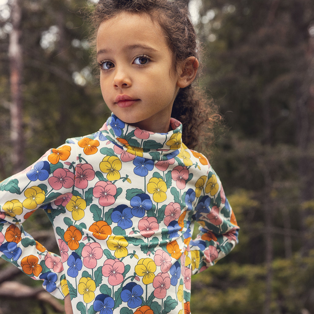 Mini Rodini Child Turtleneck T-shirt Violas Flowers Print Multicolour