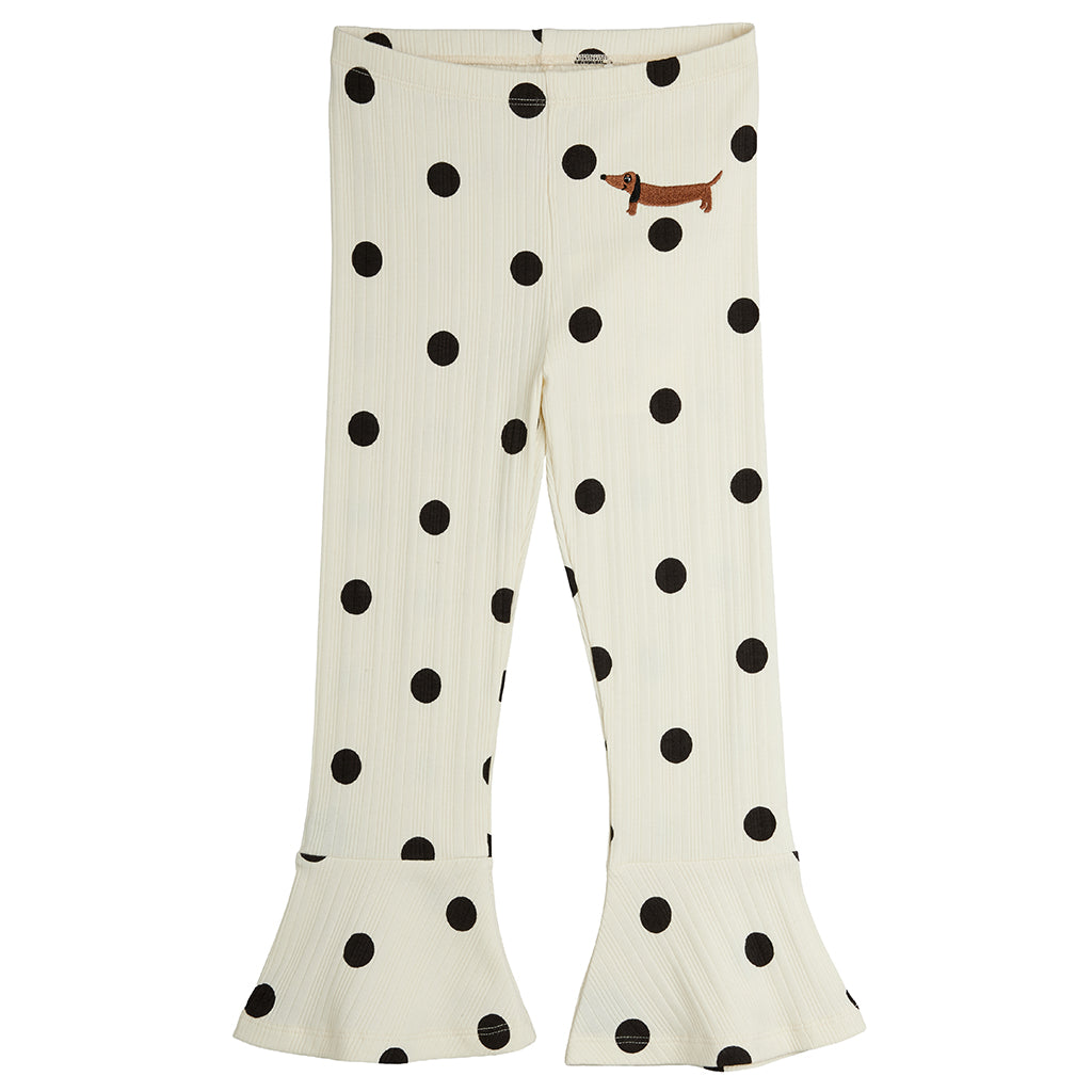 Mini Rodini Child Flared Pants Dots Print Cream