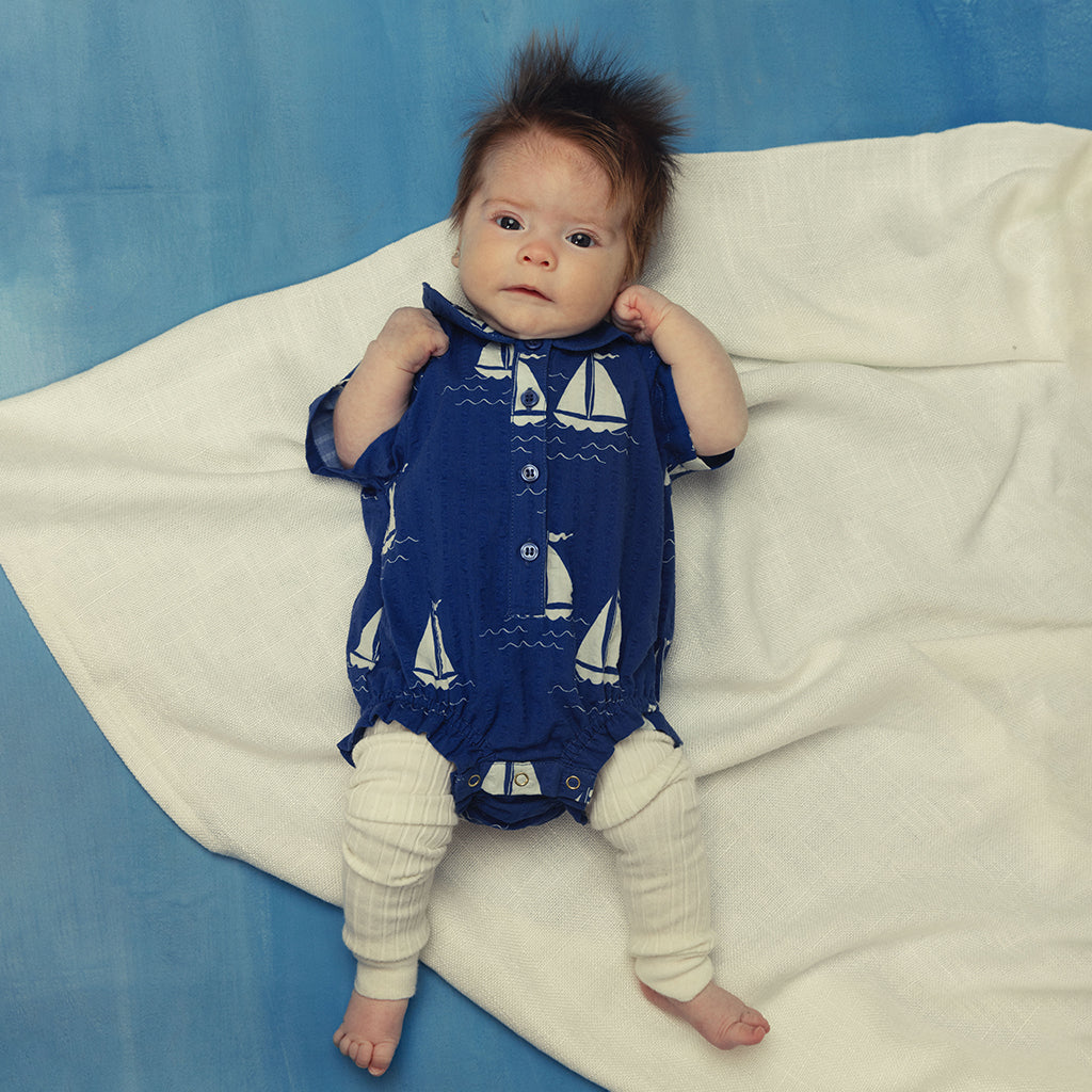 Mini Rodini Baby Sailing Boats Romper Blue