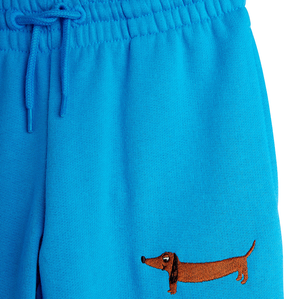 Mini Rodini Child Dog Embroidered Sweatpants Blue