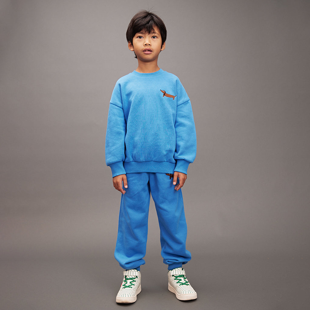 Mini Rodini Child Dog Embroidered Sweatpants Blue